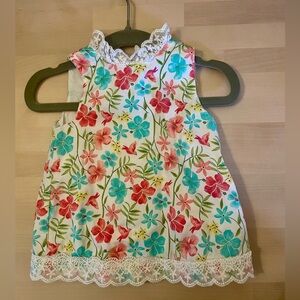 Little Me Floral Dress with Lace Accents